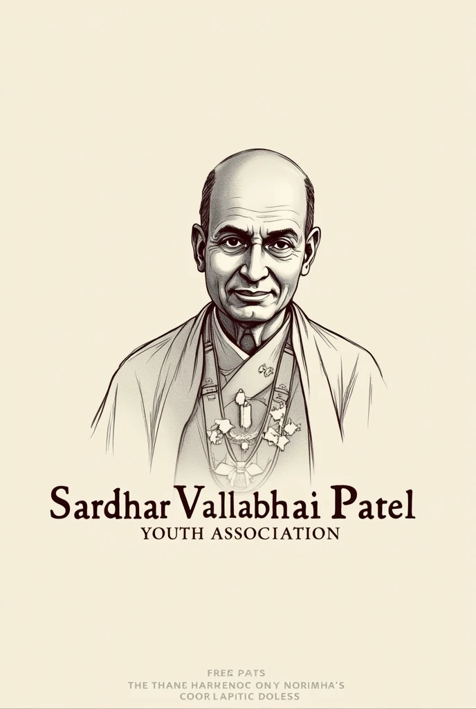 Design logo for sardhar vallabhai Patel youth association with stylish font which includes sketch of sardhar vallabhai Patel and lord ganesh