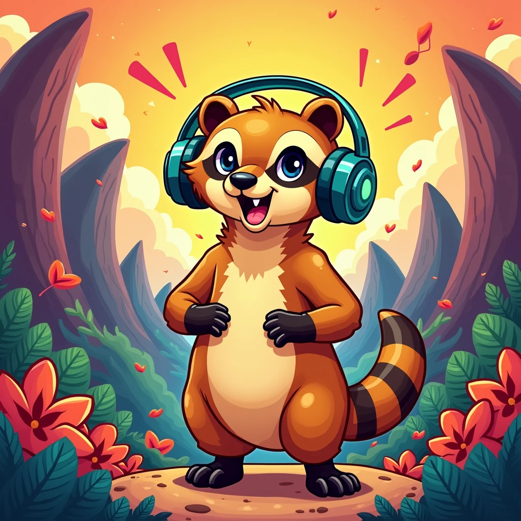 Create a Catoon music art cover with a ”honey badger