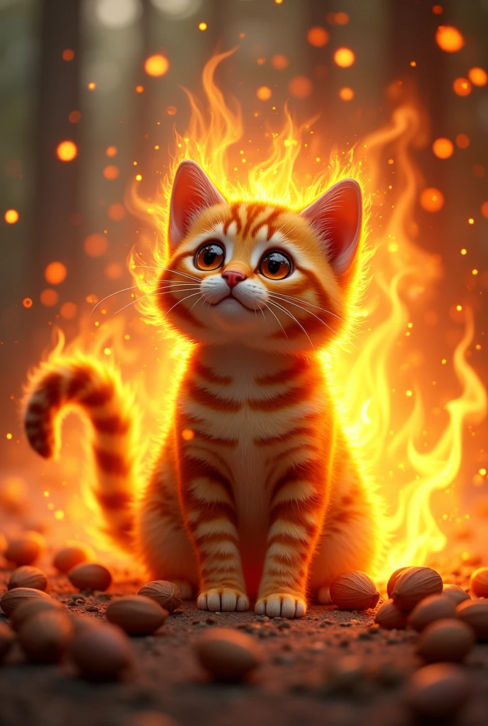 um gato manchado pegando fire , nuts , glad , flames , fire