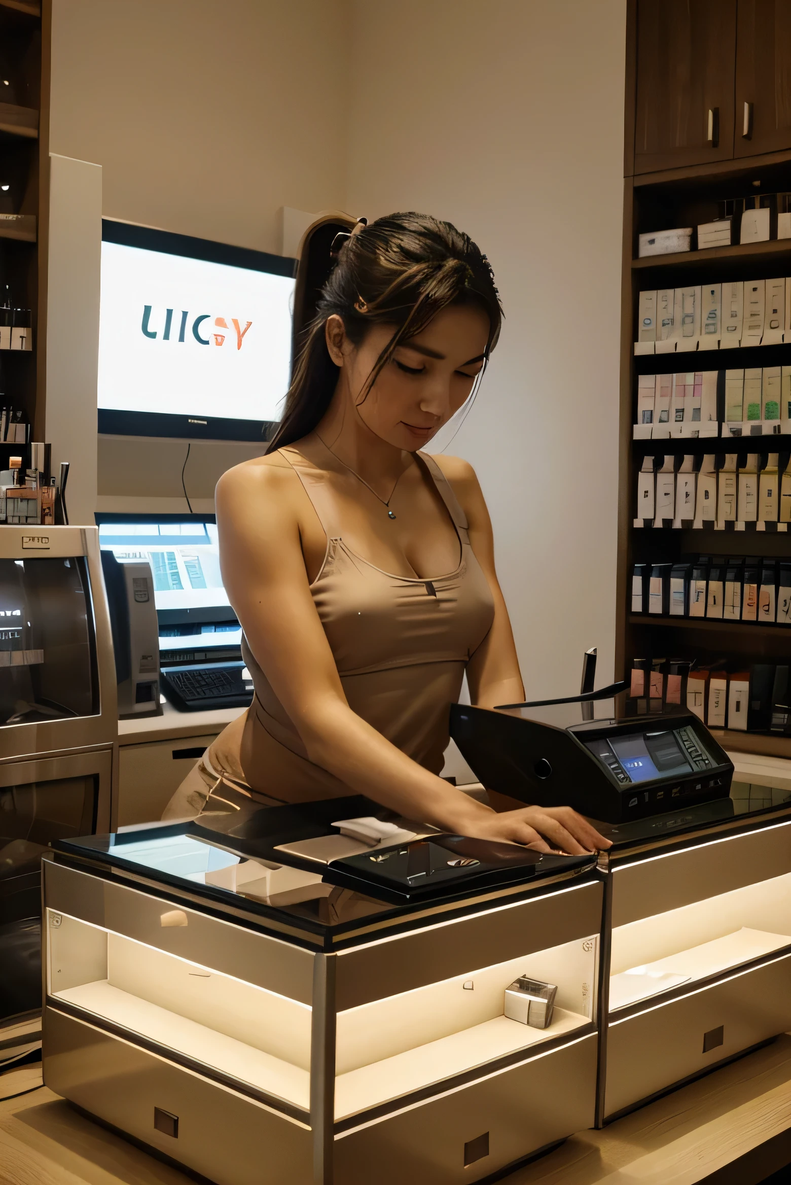 vital energy is a perfume I want you to place it near the cash register that contains the name of vital energy and that no united beings appear