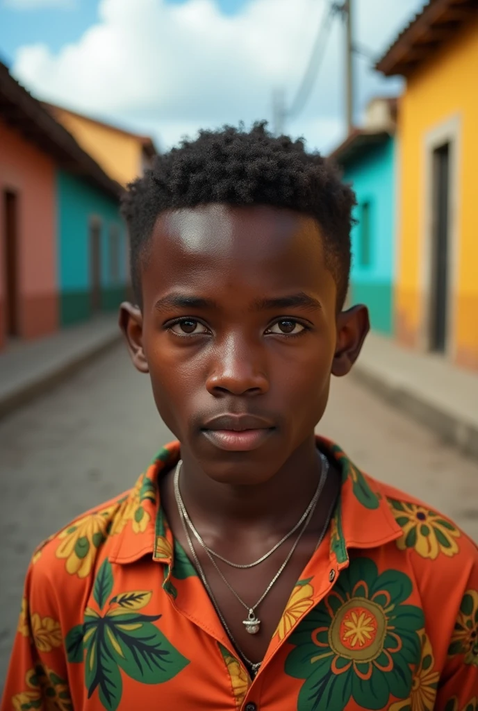 Generate an image for instagram, of a young man from the outskirts of São Luís, Maranhao, capital do reggae