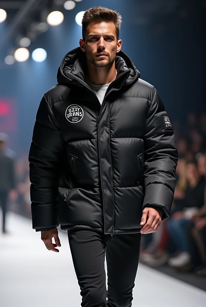 Gemini was just updated. See update
Conversation with Gemini
A handsome man model wearing a winter puffy jacket having logo of Ozzy jeans co. And walking on a ramp in a fashion show