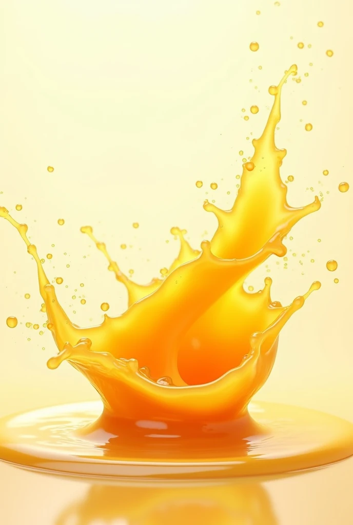 create a splash of orange juice liquid by creating a liquid spiral with small splashes in the air