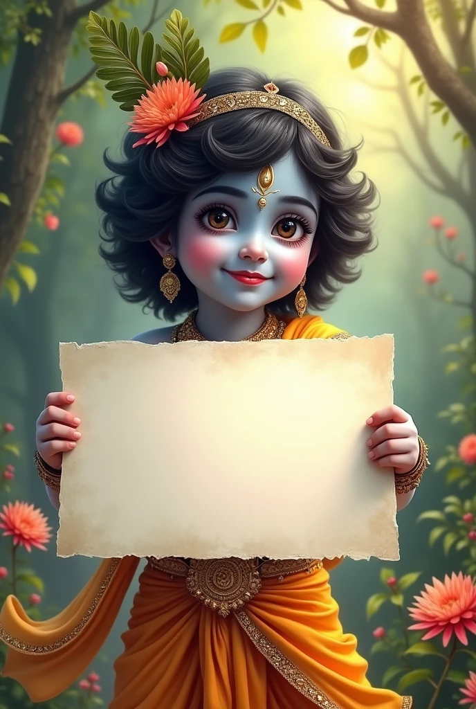 Little Krishna With  blank poster 