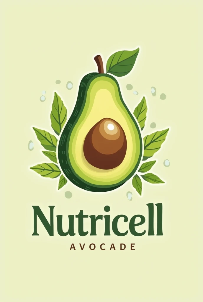 "Design a logo for a skincare product called &#39;Nutricell&#39;, an exfoliating cream based on avocado seeds. The logo must include a stylized avocado with its pit highlighted., symbolizing the main ingredient. Use natural colors like shades of green and brown to evoke the organic nature of the product. Typography should be soft and modern, transmitting freshness and effectiveness. Consider adding subtle textures that hint at exfoliation or natural beauty.."