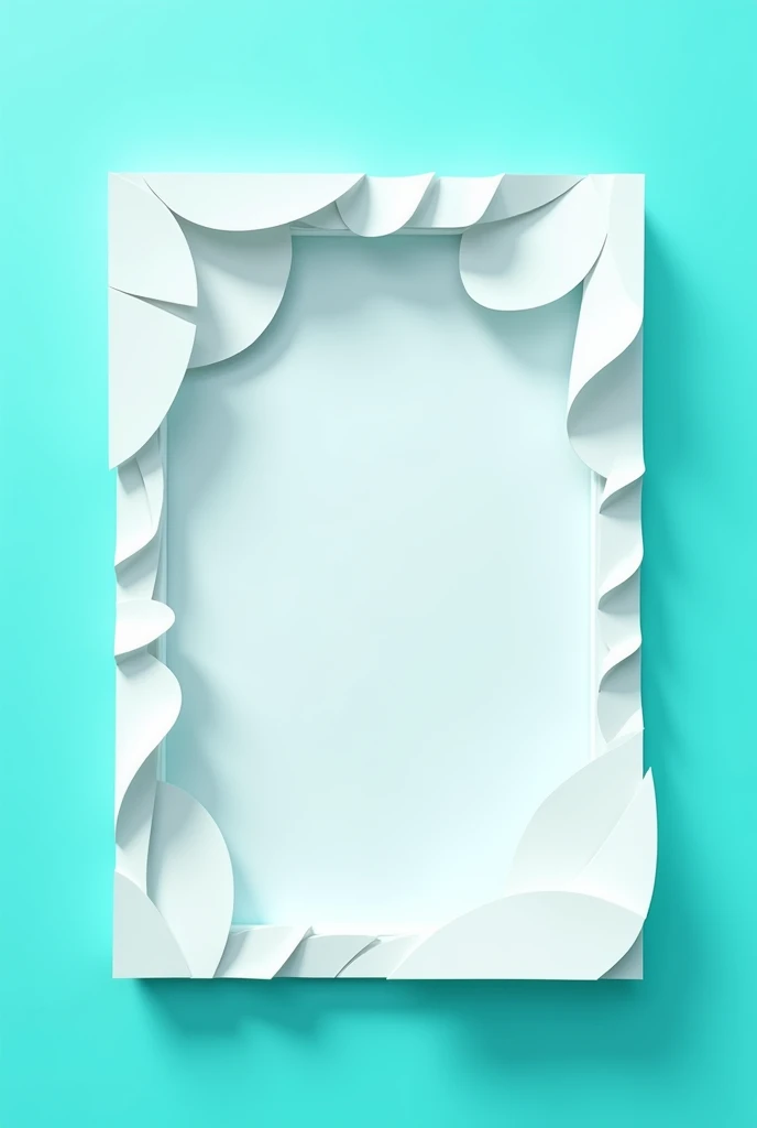 In the style of paper cut out and the combination of white and turquoise color
This photo is about a white frame that
Designed with rotating vectors
The image is 12 x 9