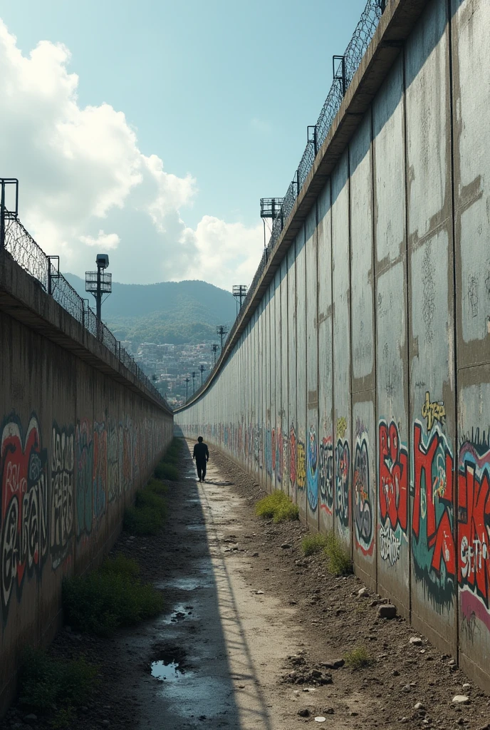 Create a Berlin Wall dividing the cities of São Paulo and Rio de Janeiro , make the characteristics of the divided cadade more specific