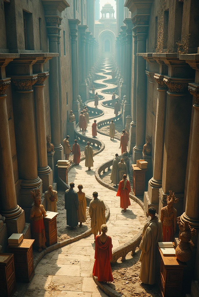 creates an image of the transmission of knowledge in the past, present and future