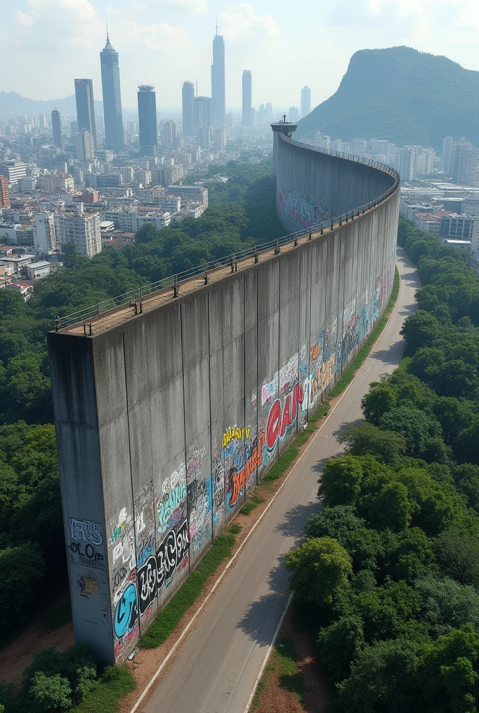 Create a Berlin Wall dividing the cities of São Paulo and Rio de Janeiro , make the characteristics of the divided cadade more specific