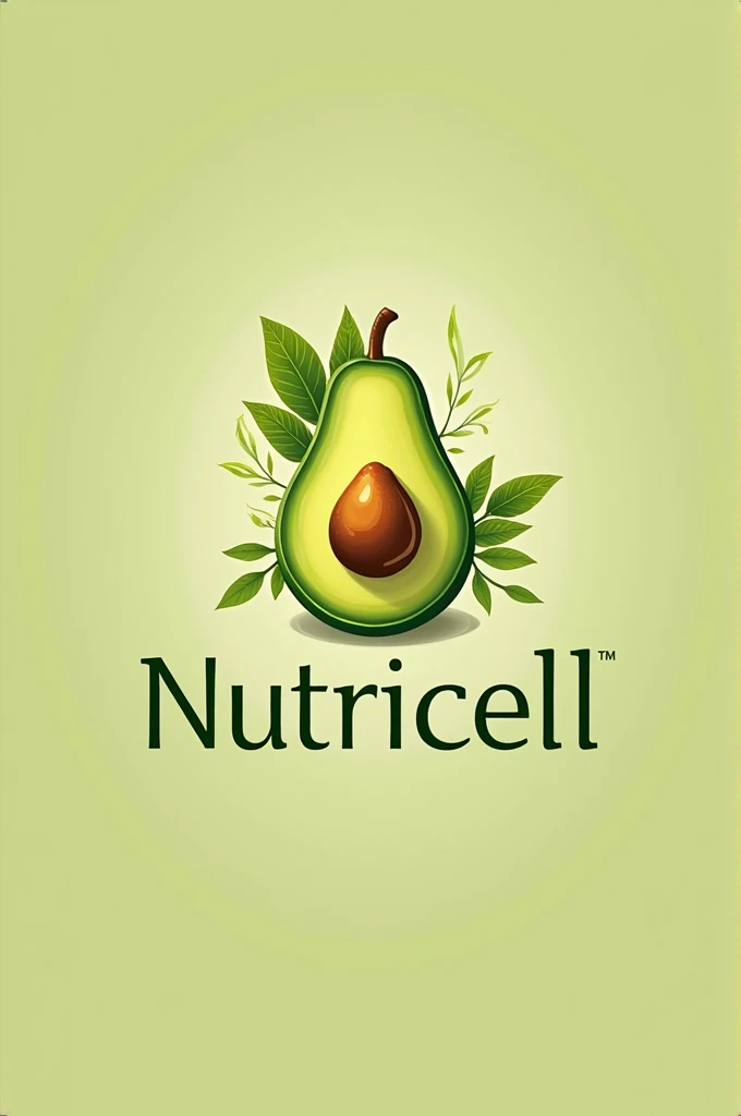 "Design a logo for a skincare product called 'Nutricell', an exfoliating cream based on avocado seeds. The logo must include a stylized avocado with its pit highlighted., symbolizing the main ingredient. Use natural colors like shades of green and brown to evoke the organic nature of the product. Typography should be soft and modern, transmitting freshness and effectiveness. Consider adding subtle textures that hint at exfoliation or natural beauty.."