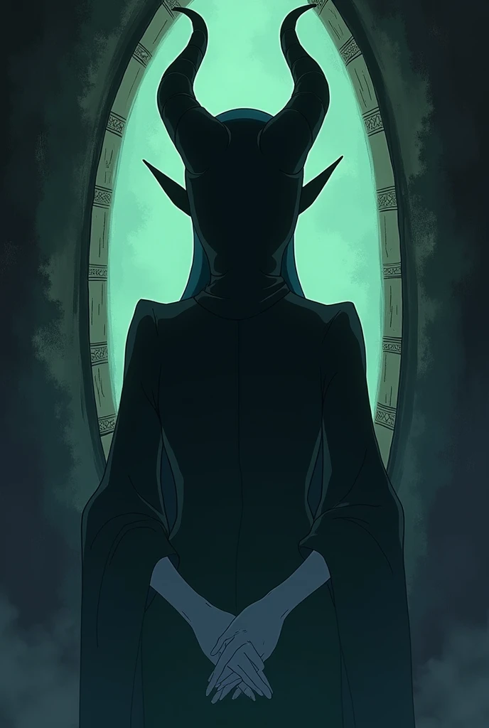 japanese anime 80s mirror similar to maleficent’s mirror with no face on mirror