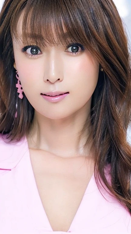 (Photorealistic:1.4, 8k), Highest quality, masterpiece, Ultra-high resolution, Perfect dynamic composition, Big Face、Round face、((Light brown hair:1.4、Half Up:1.4))、Highly detailed skin and facial textures:1.3, Limb details, 1 person, Cute and sexy 30 year old Japanese woman, (Sunburned skin:1.2), ((Totally captivates you:0.9)), Hospital examination room, Stethoscope, ((Pale pink nurse costume:1.4,)),(Cleavage, Mid-chest), (avert your eyes、Beautiful Eyes, black eye, Beautiful erotic eyes:0.85), Sexy Face:0.4, (Mouth closed、Small Mouth、Thick lips、A taste of beautiful eroticism:0.85), ((Too cute beauty:0.9))、Natural Makeup、((close))