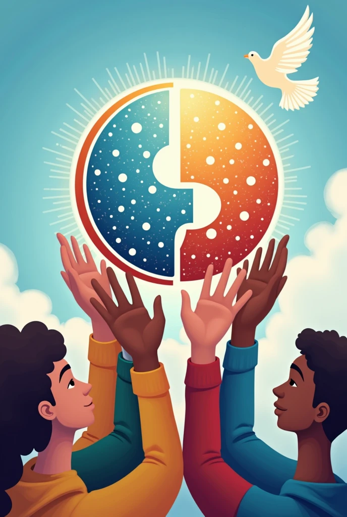 Make a logo of "Progressive sapiens" and add a tagline "igniting minds, connecting hearts" 3 d and the logo should be uplifted by people from different cultures, colours togather in love globe and background sky pigeon flying
Write the name and tagline in words, please add tagline in words