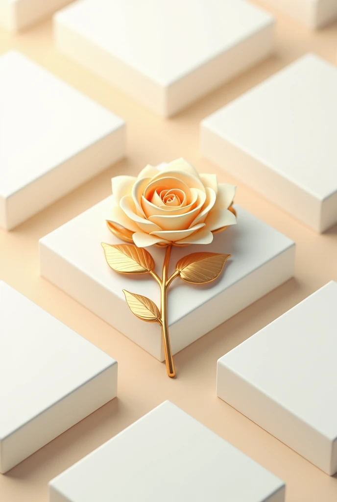 1 full golden all-metal rose,metalictexture,All metals,gold parts,Reflectors,Material of metal,golden flowers,super detailing,Ultra-clear image quality,solid color backdrop,