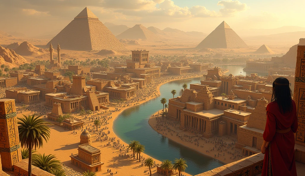 Wide angle view of an ancient Egyptian pharaonic city