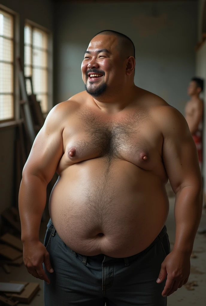 Photorealistic、Japanese、middle aged、Thick、Single eyelid、6 heads、Soft impression、50s、Metabolic、Short moustache、Short shaved head、square、whole body、Muscle Bear、Japan、same-sex love、indoor、Cock、erection、Full Body、fat、Giant、Masturbation、Thick legs、Thick arms、Thick face、Fat、muscle、Thick waist、Fat Belly、Short beard、Dark skin tone、Glare、Short arms、Short legs、Bodybuilder、Hairy、Thick waist、Thick neck、Thanos、Plump、Pleasant face、action、Masturbation、、Anal Sex、anal sex、Ecstasy、Construction site、