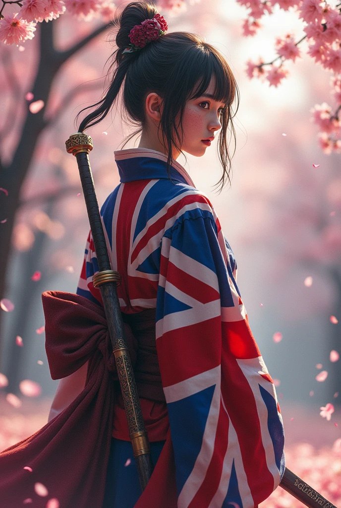 Hakama that evokes the British flag、Holding a sword、After the battle、Very sensitive skin、I have a few freckles、SakuraFubuki、Also々Shii