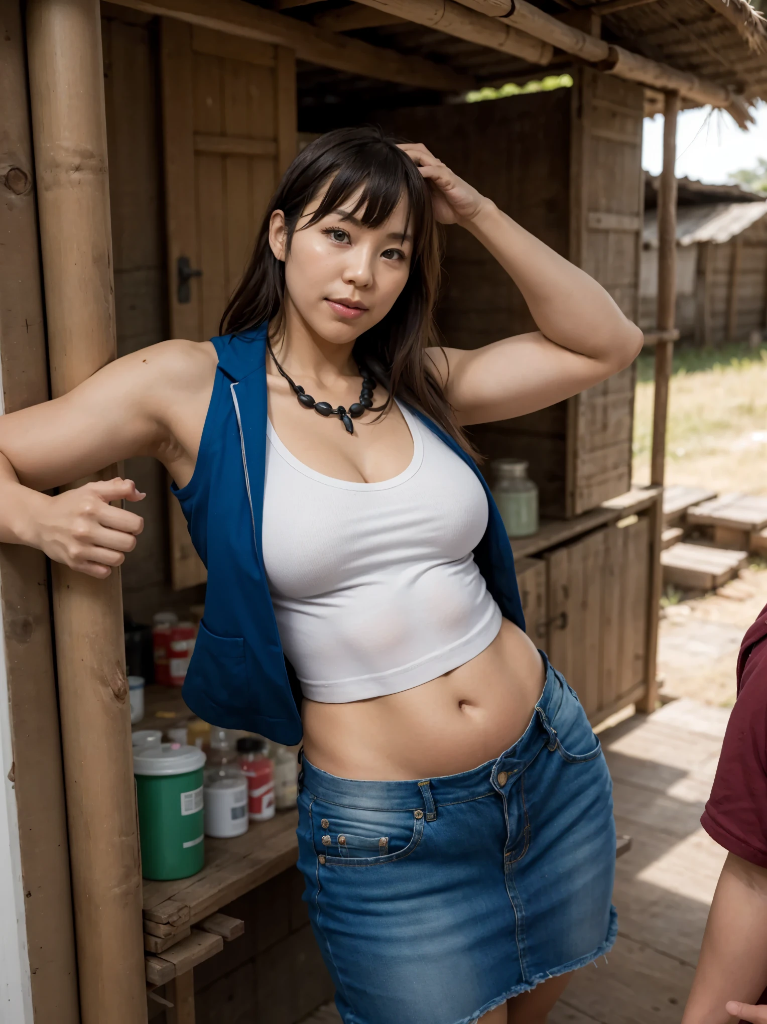 (Mature japanese!woman & little gradeschooler african!boy), BREAK, Teacher girl, mouth open, 42yo sensual japanese!milf teaching in secluded poor african (shack) deep by the Kenya forest. dark hair with bangs, lipgloss, natural make-up, simple necklace, the girl wearing sleeveless short with vest and pencil skirt, her arms behind head, fleshy milf's arms, gradeschooler shack teacher, standing confidently, cupboard, dirty minimalist gradeschool with 1 african!boy gradeschooler student, chatting with 1 tiny african!boy, tiny gradeschooler african!boy wearing dirty shirt & pants, masterpiece, best quality, best result, mature female, BREAK, scenario: the gradeschooler hitting her off, the school is really minimalist and deep in the mountain, school for the poor, BREAK, (FOCUS: MATURE FEMALE SOUTH KOREAN & TINY LITTLE AFRICAN BOY), the boy mus be african!fat_boy,