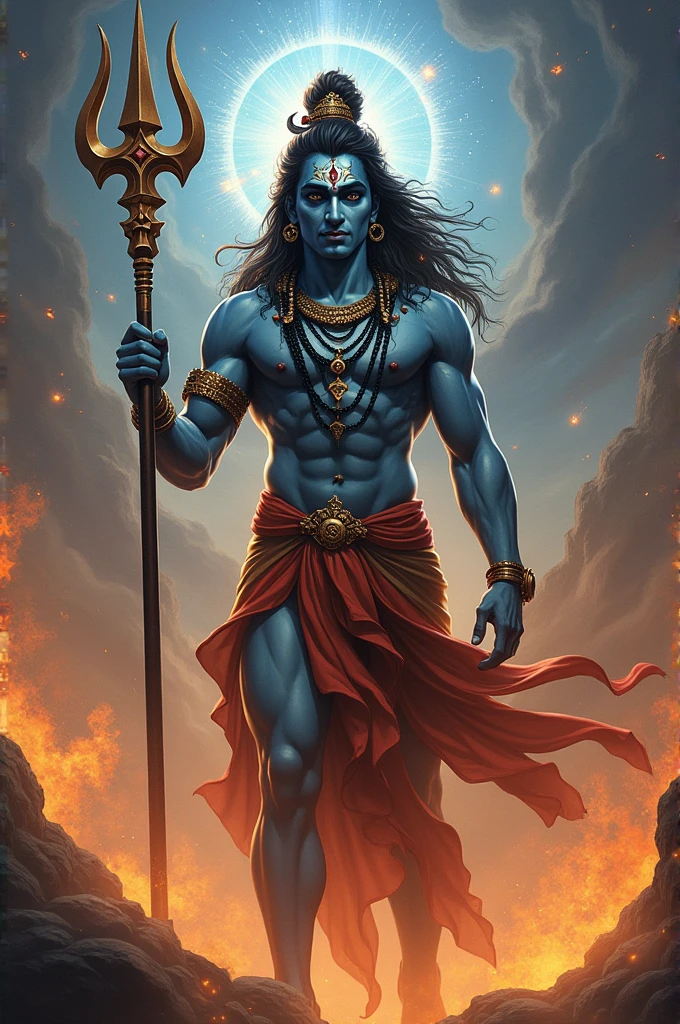 shiva god holding trishul in his hand