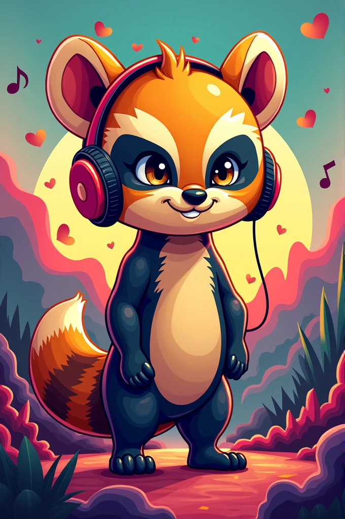 Create a Catoon music art cover with a ”honey badgere”