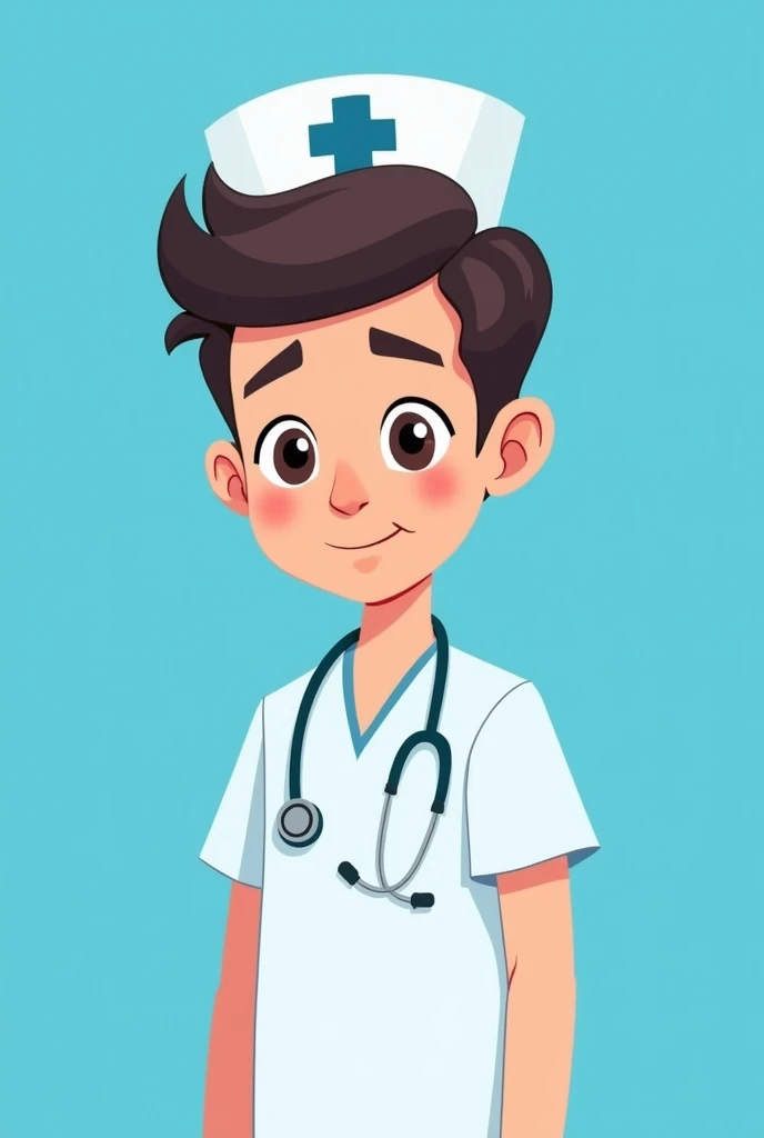 Cute male nurse,simple cartoon , profile pic , blue background just the color