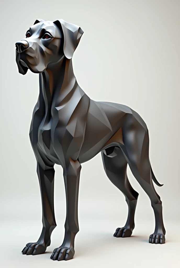A figure made with triangles of a sculpture of a Great Dane. The idea is that it is a figure with flat triangular faces. (lomo)
