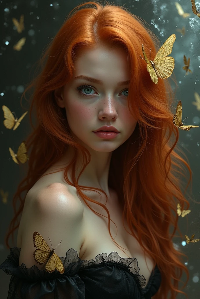 (solo, full body photo:1.3), (action packed:1.3), (haze, fog, mist:1.3), chiaroscuro, best quality, photorealistic, 1woman, (cute), (24yo:1.2), redhead, long ginger hair highly detailed, 1700'S, digital photography, art by artgerm and ruan jia and greg rutkowski surreal painting gold butterfly filigree, broken glass, (masterpiece, sidelighting, finely detailed Fashionable eyes: 1.2) (perfect oval large eyes that gazes at the viewer), beautiful detailed face, blue gorgeous perfect eyes, (blonde hair ponytail), (attractive young woman:1.3), (thick amazing hair), (seductive:1.1), (blushing:1.1)