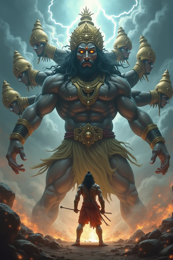 hanuman fights with 10 headed ravan