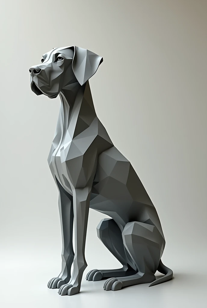 A figure made with triangles from a sculpture of a Great Dane. The idea is to look from above to see how the back would go.