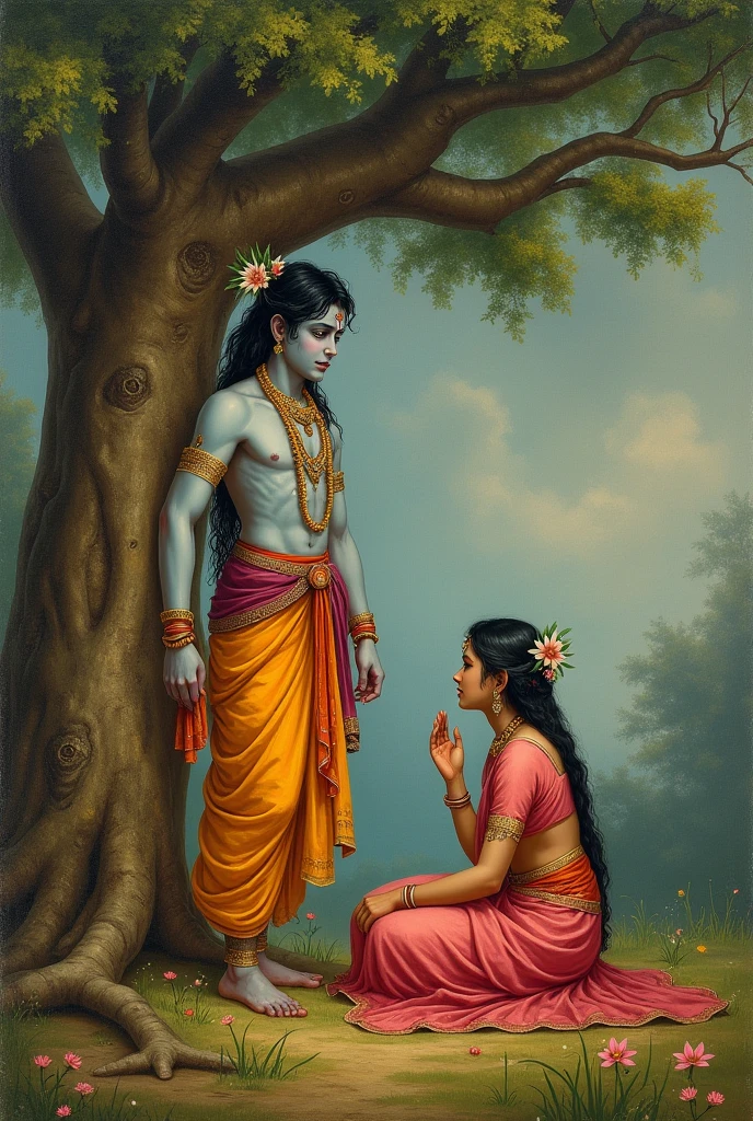 krishna  leaving  mathura  and his  beautiful radha  crying  in the corner of the tree 5000 year ago. Krishna cried but he bound to go outside mathura  village .