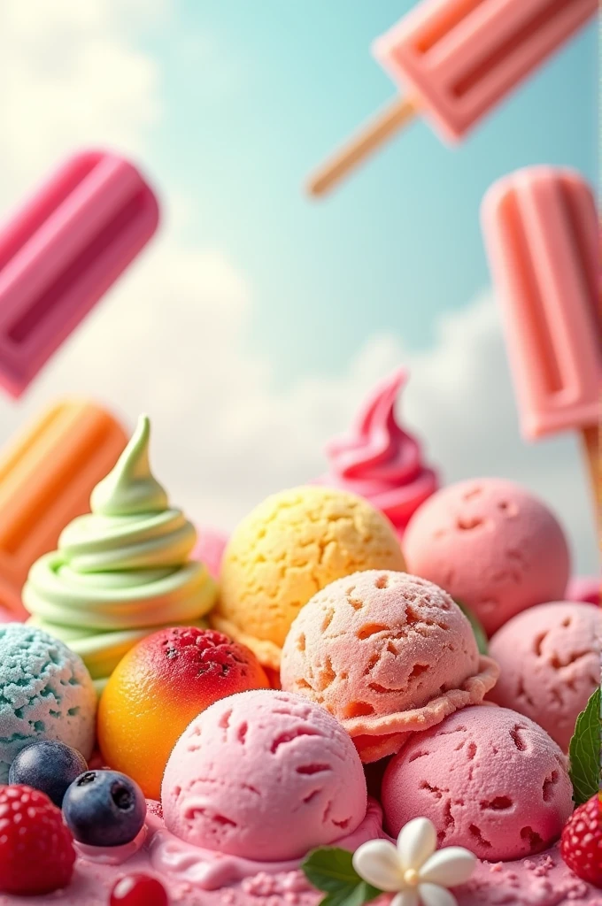Can you create an image for me to use as a background for a banner where ice cream or popsicles will be advertised please?