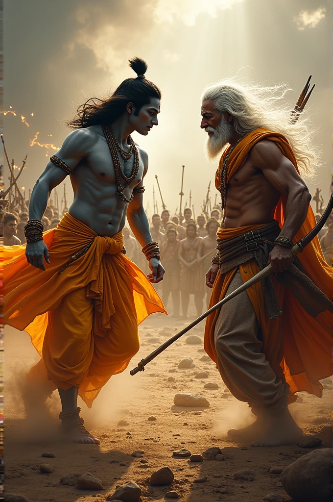 lord krishna ran to kill bhishma and arjuna tries to stop them in battlefield 