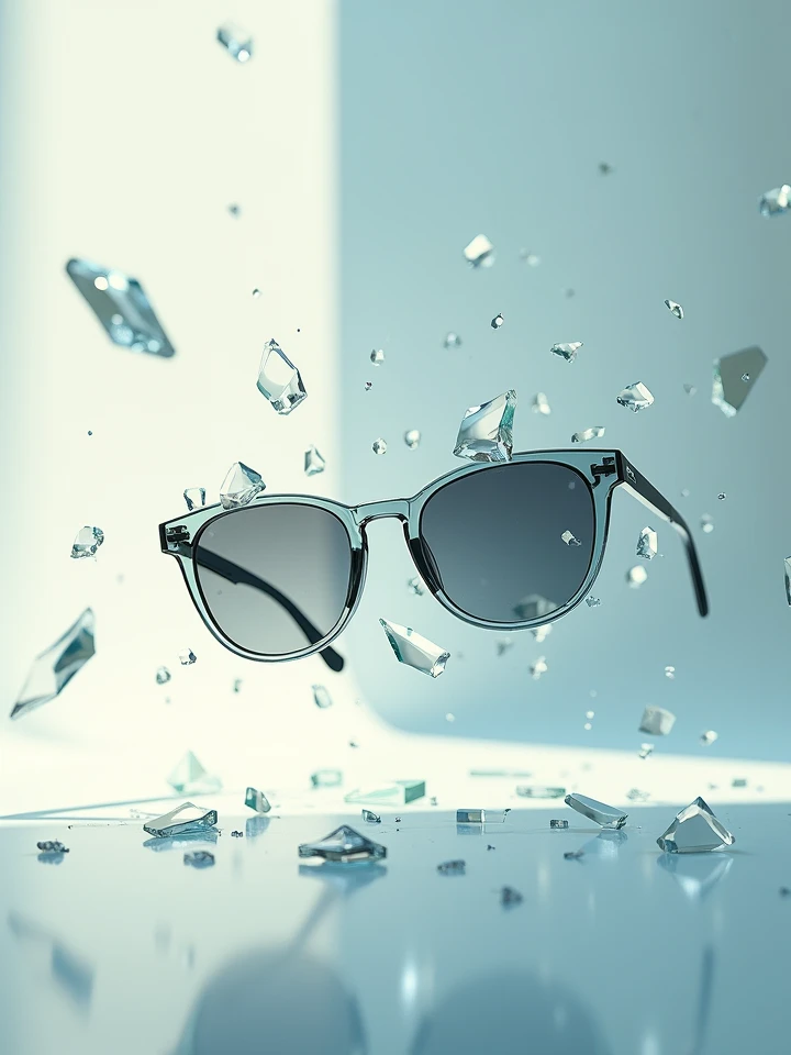 Scatarred sunglases with simple background