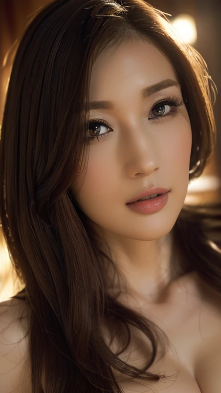 a beautiful woman with large breasts, detailed facial features, long eyelashes, elegant expression, flowing hair, gorgeous dress, cinematic lighting, photorealistic, 8k, (best quality,4k,8k,highres,masterpiece:1.2),ultra-detailed,(realistic,photorealistic,photo-realistic:1.37),fantasy,intricate details,volumetric lighting,dramatic colors,vibrant palette