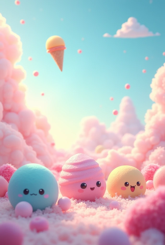 Can you create an image for me to use as a background for a banner where ice cream will be advertised?, pens or little Martians please make it something eye-catching But not too saturated with colors please Don't make it too lively please