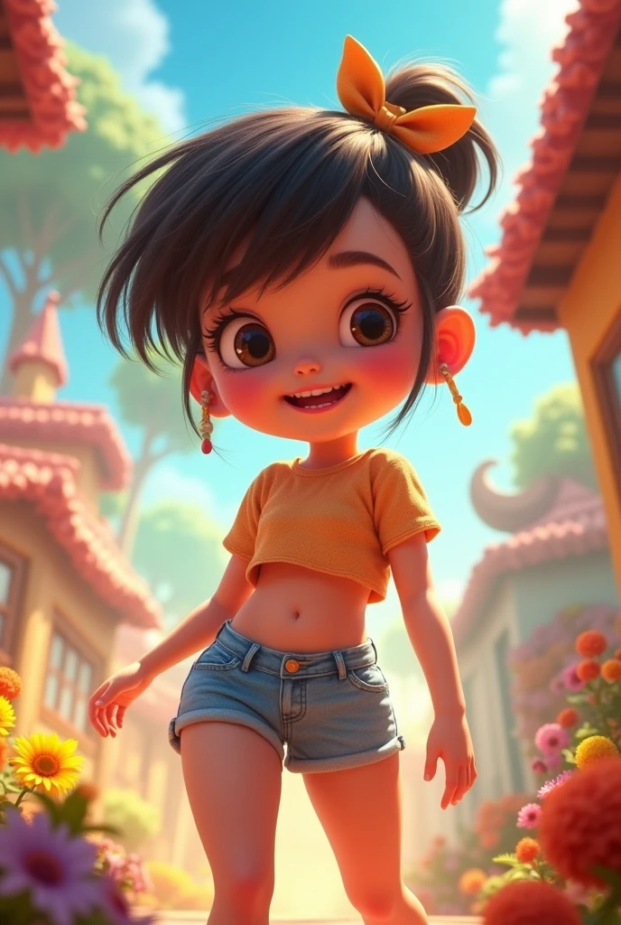 Animated girl wallpaper in mini shorts