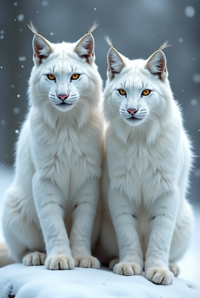 White lynxes seeing the viewer