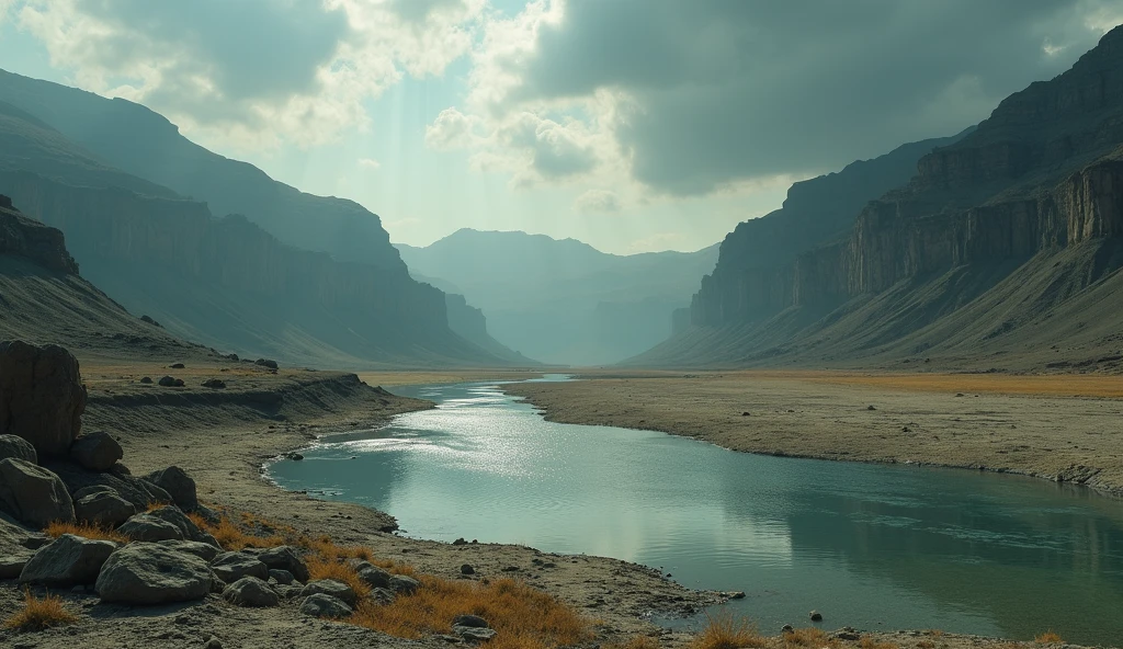 use the provided image as a base. Deliver an image with that same location, but completely dry and without water