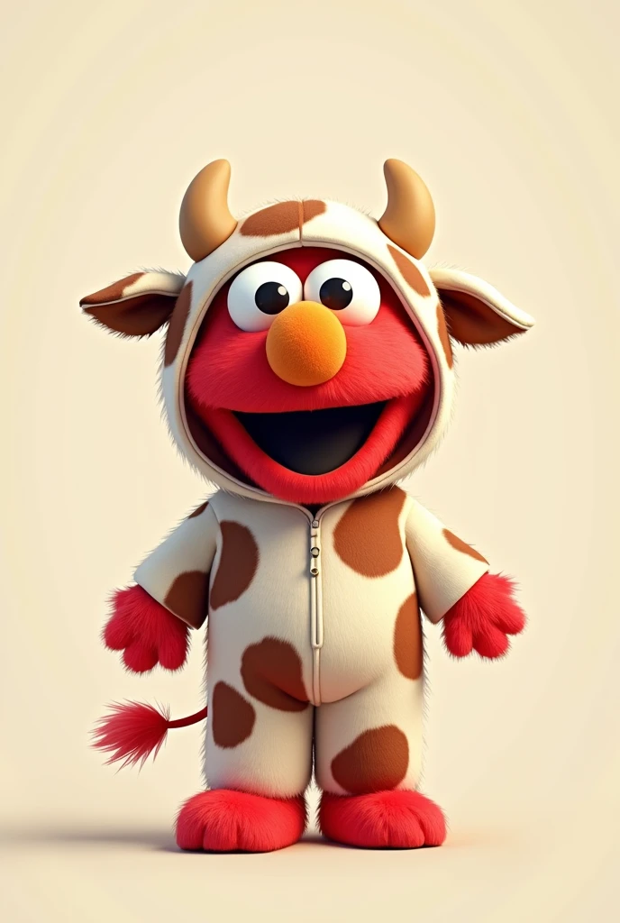 Elmo doll in cow costume