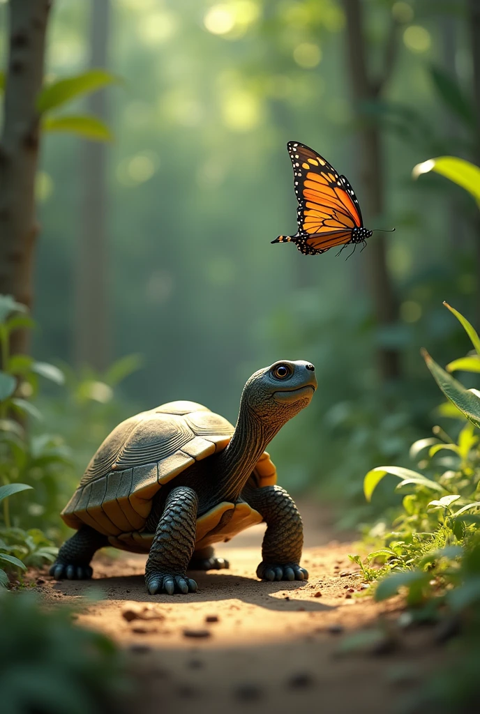 Turtle got distracted chasing a butterfly