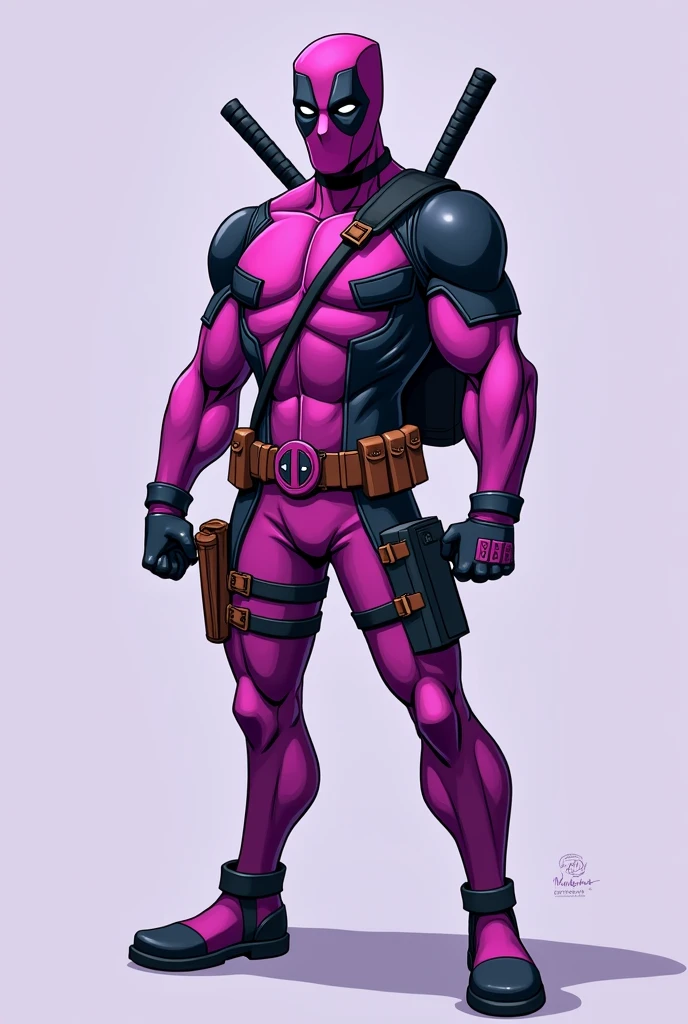 Purple Deadpool with school backpack