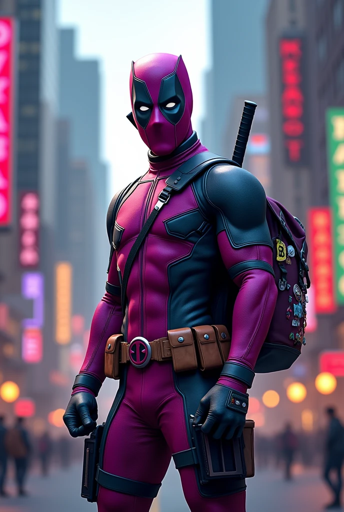 Deadpool purple suit with school backpack