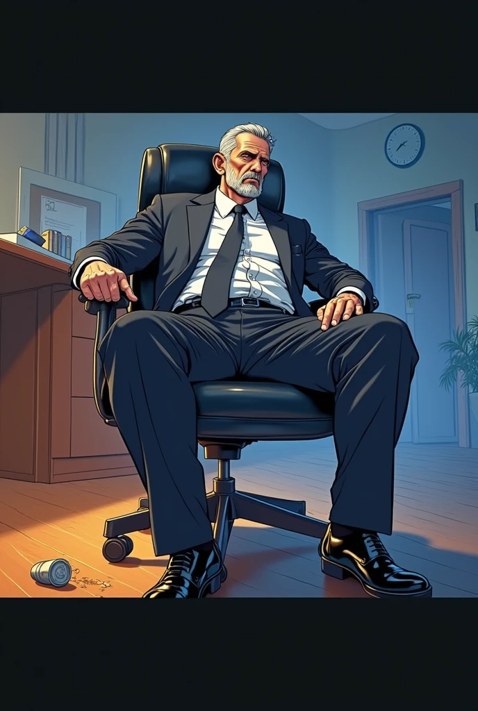 3,daddy, formal trousers men sit down,k hd,in the office,muscle, gay ,grey hair, stubble bearded, caucasian face,masculine,strong man,the boss is,handsome,sex,lecherous dad,look straight ahead,father drove his son to school,Dad is erection, semen, ejeculated, photo realistic exhausted, tired, horny for sex, lying in bed