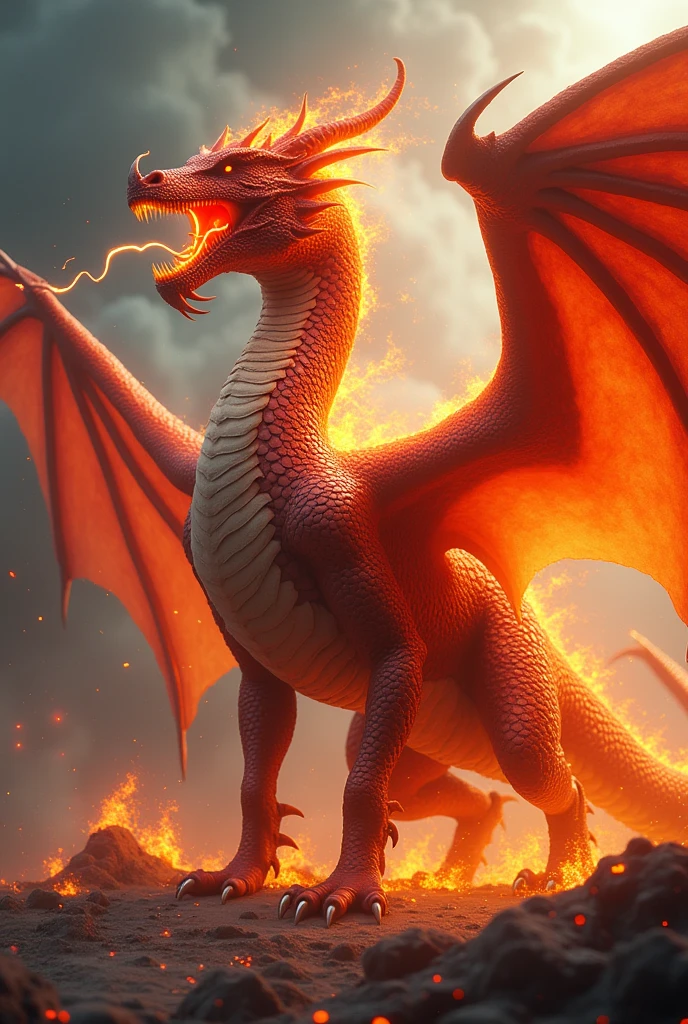Full Body of a Fire dragon very detailed 4k