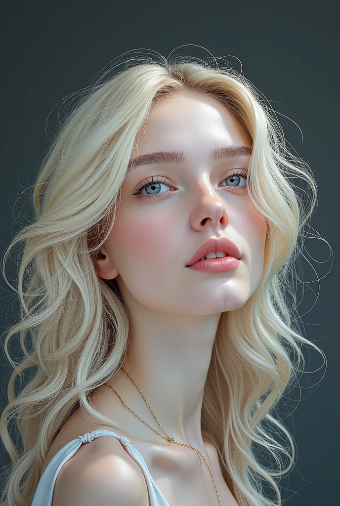 Create a realistic and photorealistic photographic image, beautiful girl, wavy blonde hair