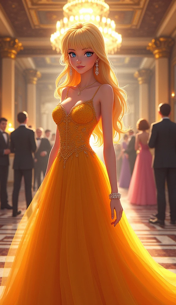 Mina Aino Sailor Venus in an elegant party dress, at an anniversary celebration.