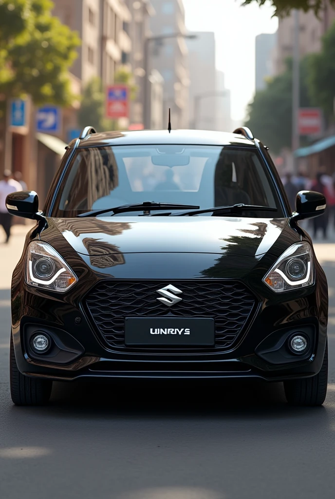 (photorealism:1.2), full Suzuki A-star Black glossy with spoiler in india 