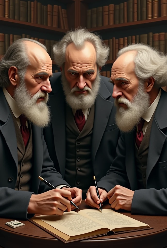 Realistic image of Bakunin, kropotkin and proudhon together