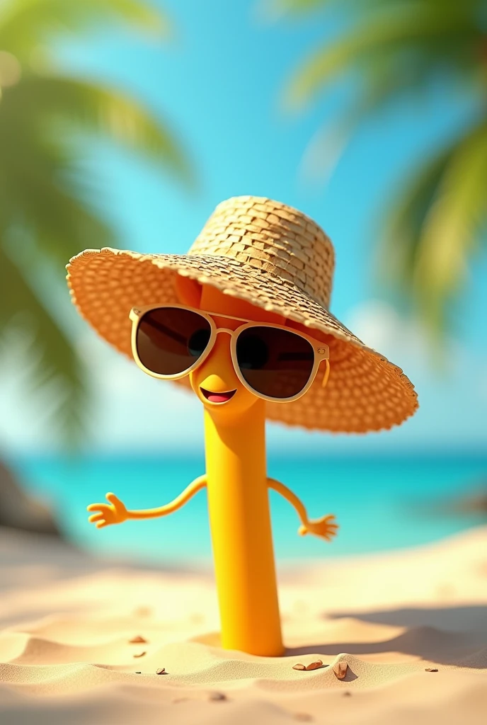 Straw with straw hat with sunglasses 