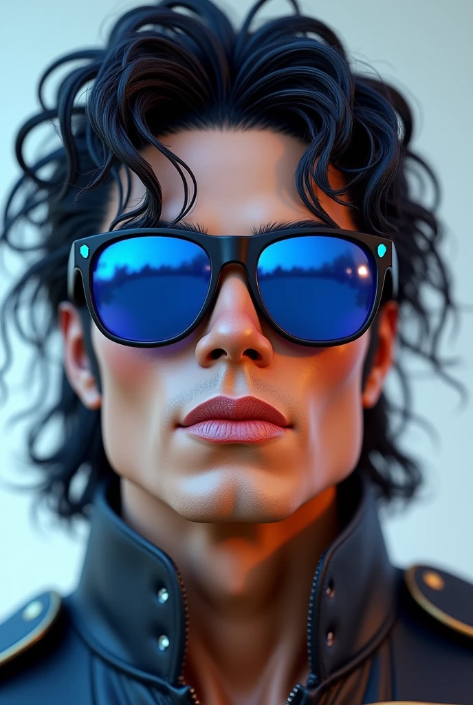 Michael jackson , ,put in blue oakley glasses ,3d render

